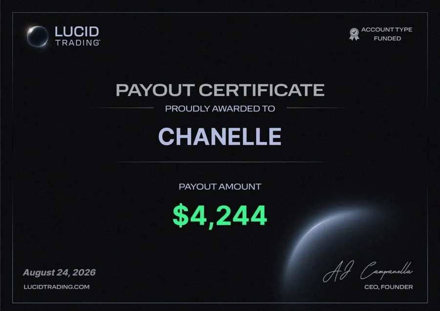 Payout certificate for Chanelle