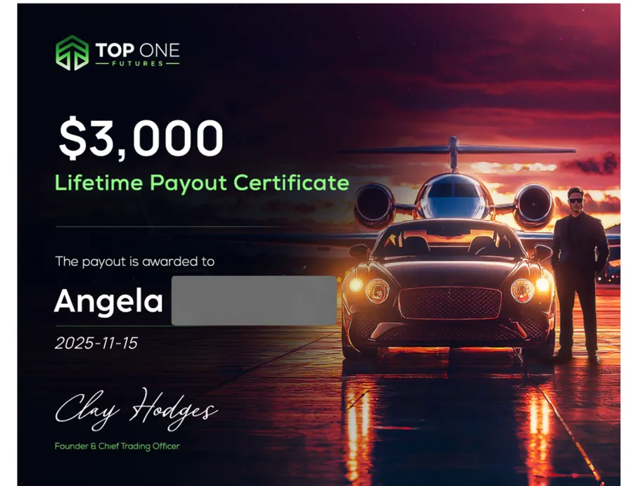 Payout certificate for Angela